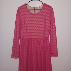 Pink Chevron Lace Dress